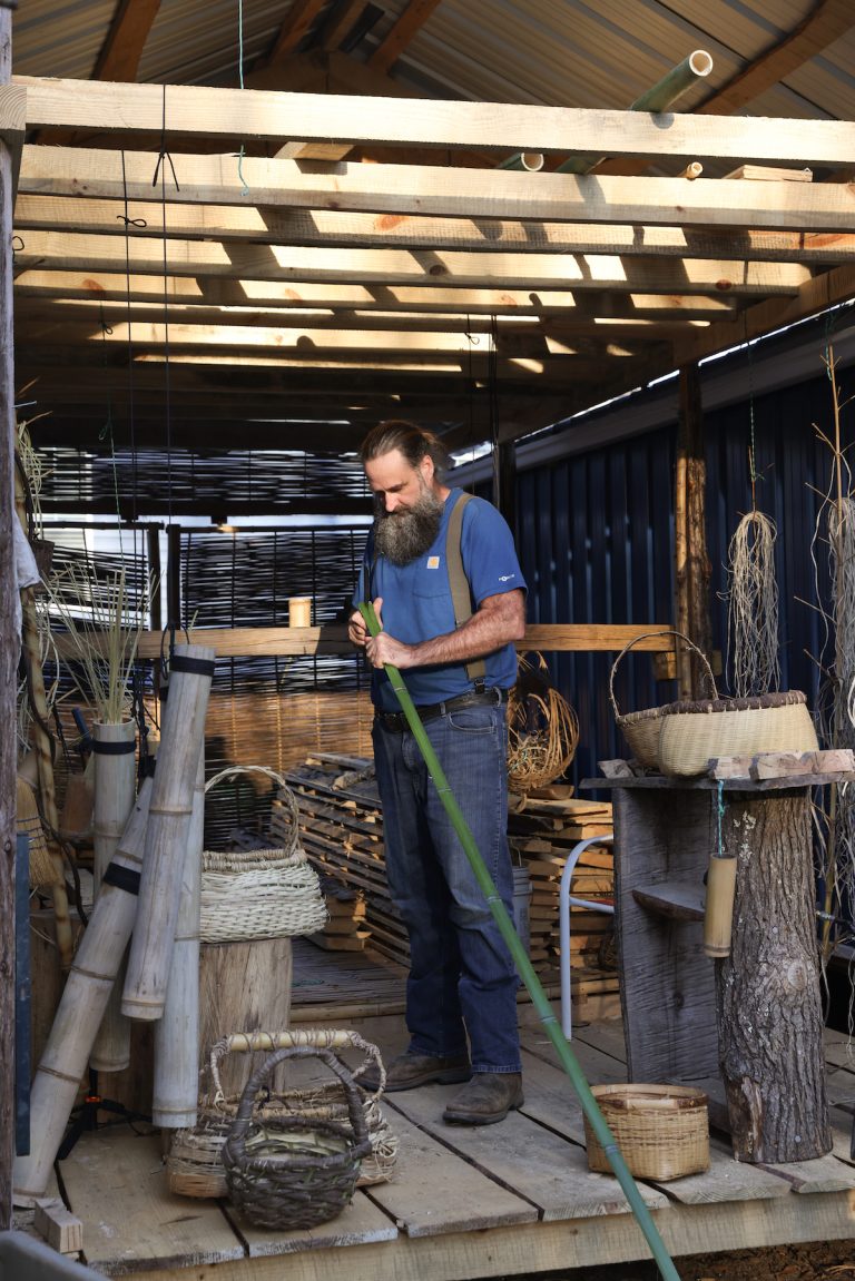 Aaron McCarty in his bamboo workshop